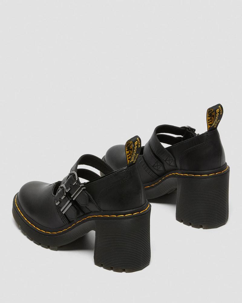 Dr Martens Eviee Sendal Lær Hælene Fritidssko Dame Svarte | Norge 668XYU